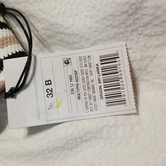 NWT STRAPLESS STRIPED UNDERWIRE MOLDED CUP BIKINI SWIM SWIMSUIT BRA TOP 32B - Picture 3 of 5